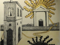 Sala Surrealismo - De Chirico Giorgio - Sole sur tempio - Litografia - 70 x 51 cms -1969